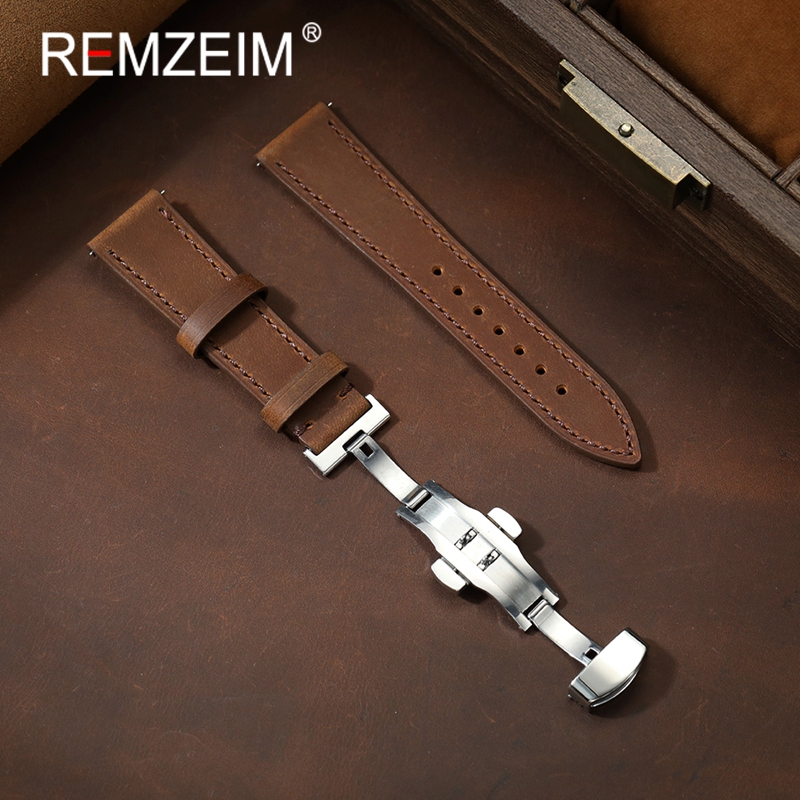남녀 공용 크레이지 호스 가죽 시계줄 18mm 20mm - Smartwatch Vintage Watches For Women 리뷰 및 가격