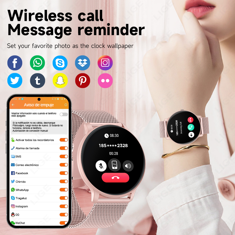 LIGE 방수 여성 스마트워치 심박수 혈압 모니터링 남 - Watches Ladies Smartwatch 리뷰 및 가격