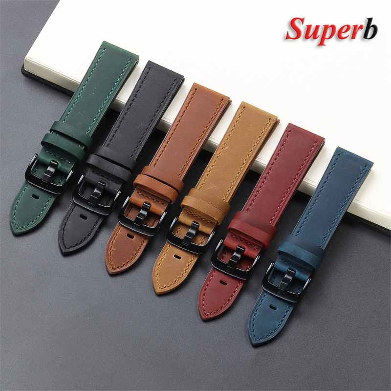 빈티지 레트로 정품 가죽 시계 밴드 18mm 20mm  - Smartwatch Vintage Watches For Women 리뷰 및 가격